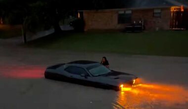Texas flooding video shows stranded vehicles