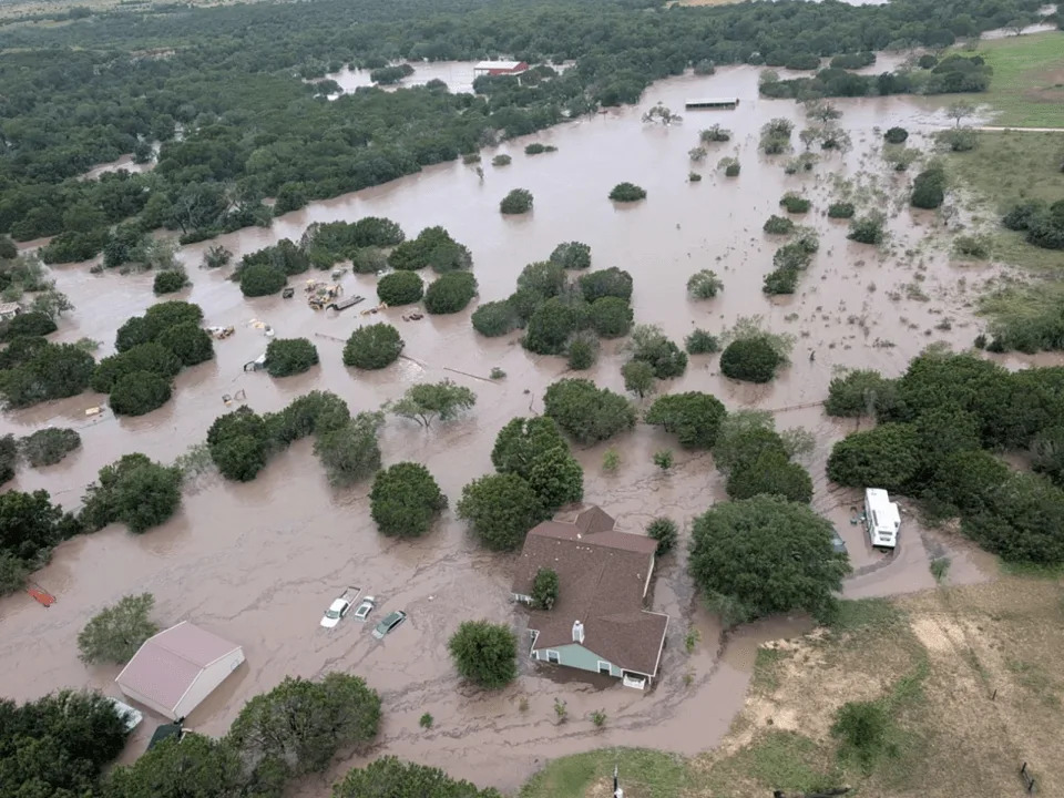 The Guadalupe River in Kerrville, Texas, during deadly flooding in July 2025. (U.S. Coast Guard photo)