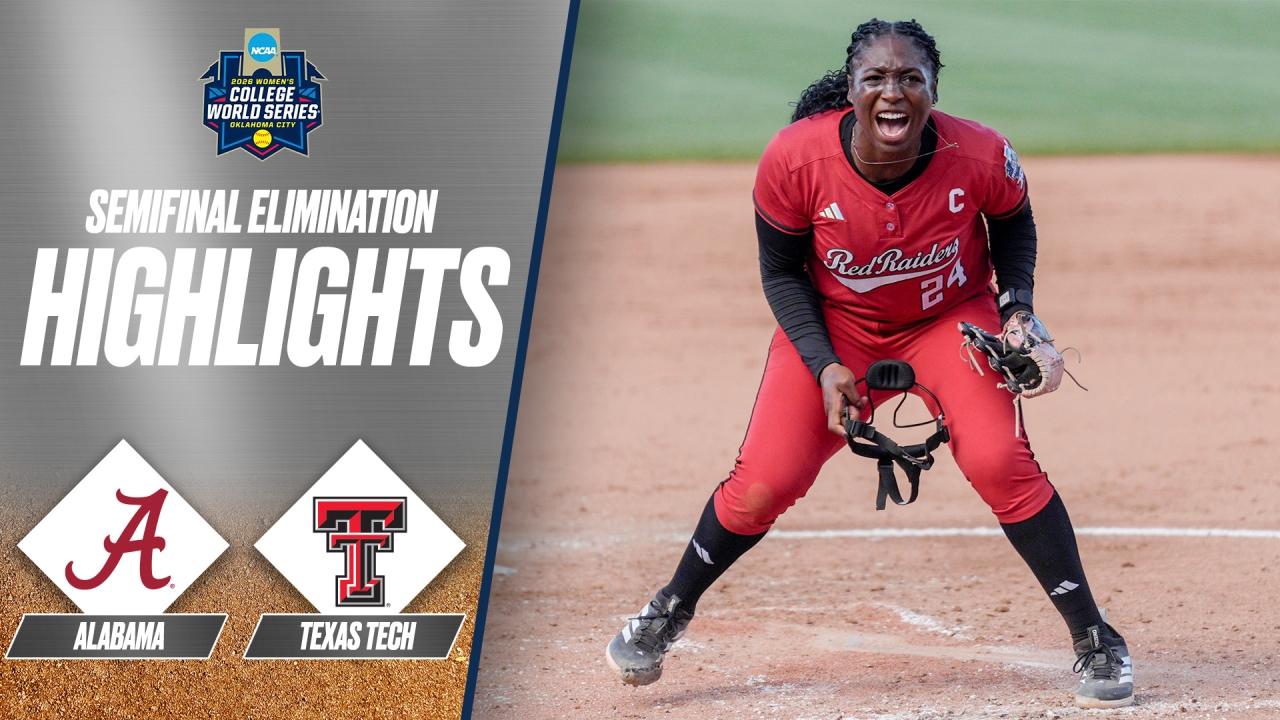 Texas Tech vs. Alabama: 2026 Women's College World Series semifinals elimination | Extended highlights