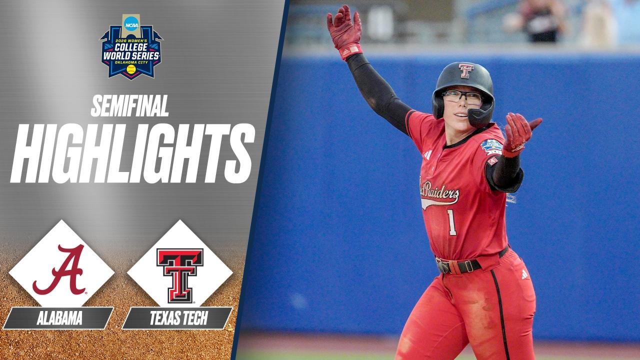 Texas Tech vs. Alabama: 2026 Women's College World Series semifinal | Extended highlights