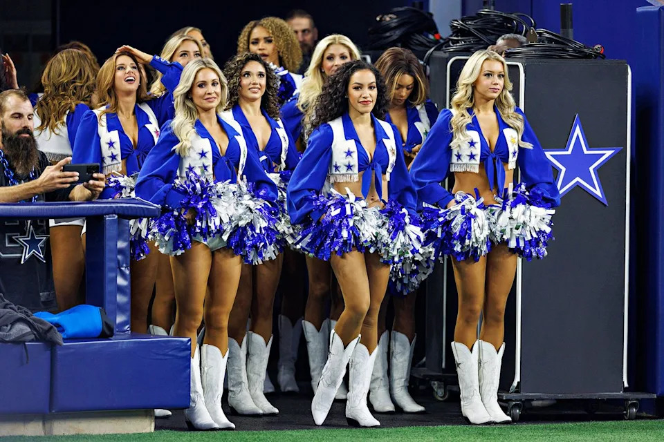 Dallas Cowboy Cheerleaders perform during a game against the Indianapolis Colts at AT&T Stadium on December 4, 2022.Credit: Wesley Hitt/Getty