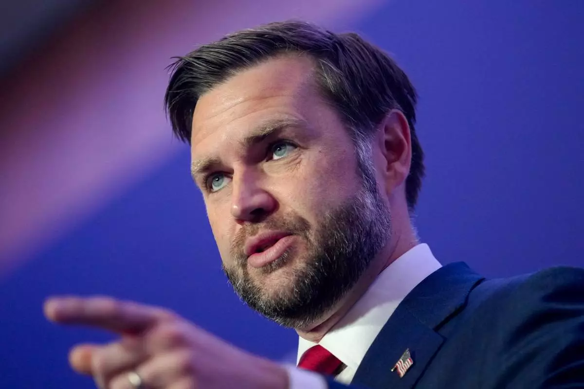 Vice President JD Vance speaks to members of the media after the U.S. and Iran held high-level talks at the Bürgenstock Resort in Obbuergen, near Lucerne, in Switzerland, Monday, June 22, 2026. (Nathan Howard/Pool Photo via AP)