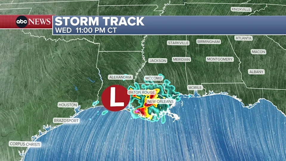 ABC News - PHOTO: The storm is expected to hug the coastline today and begin moving inland tonight, weakening after it leaves the Gulf.