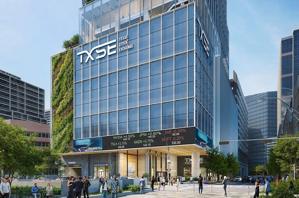 A rendering of the Texas Stock Exchange's headquarters being built north of downtown and overlooking Klyde Warren Park. (Courtesy of TXSE)