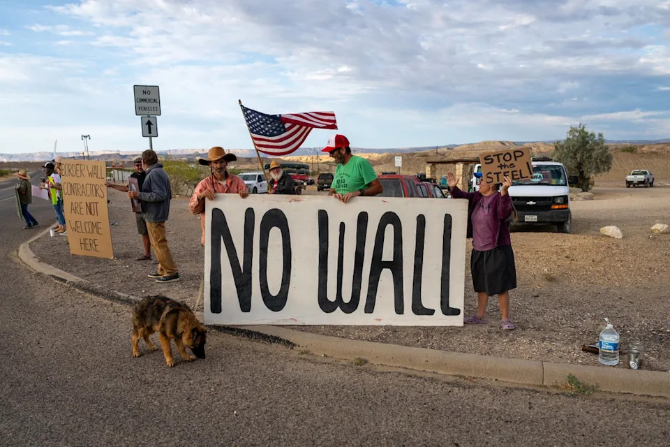 A lawsuit argues border wall construction near Presidio, Texas, will compromise an existing levee and expose residents to dangerous flooding (Getty)