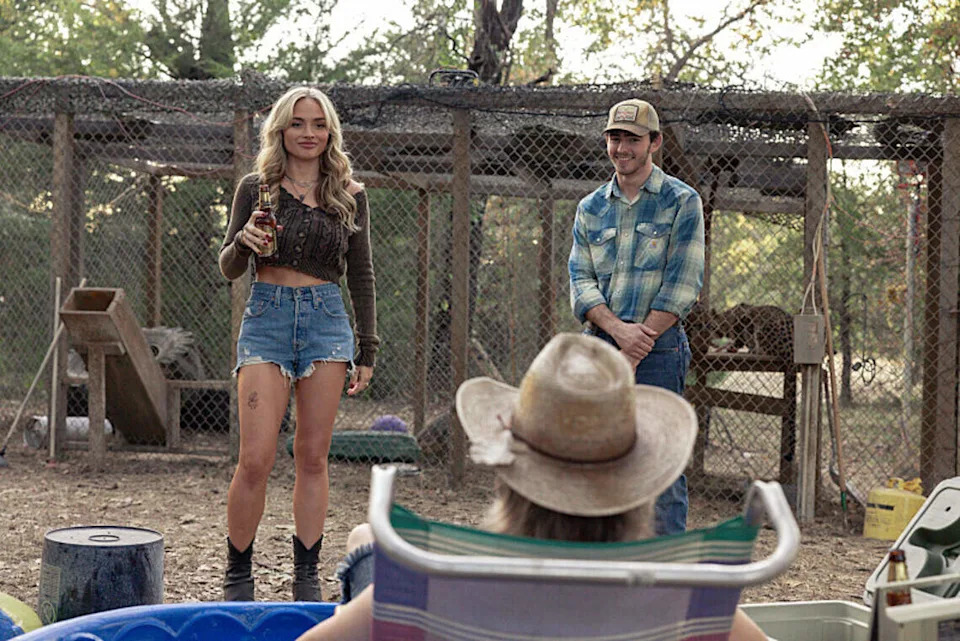 L-R: Natalie Alyn Lind as Oreanna Jackson, Finn Little as Carter and Ray McKinnon as Dwight in “Dutton Ranch,” episode 5, season 1, streaming on Paramount+, 2026.
