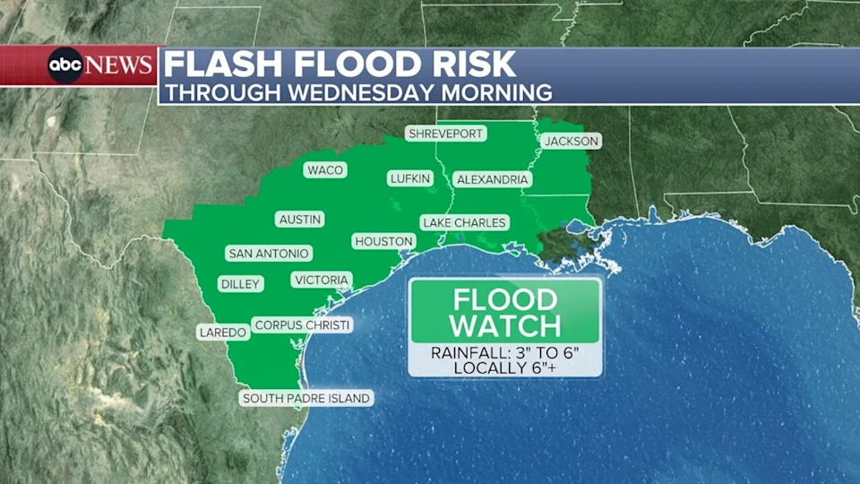 ABC News - PHOTO: An ABC News graphic shows the weather forecast on Monday, June 15, 2025.