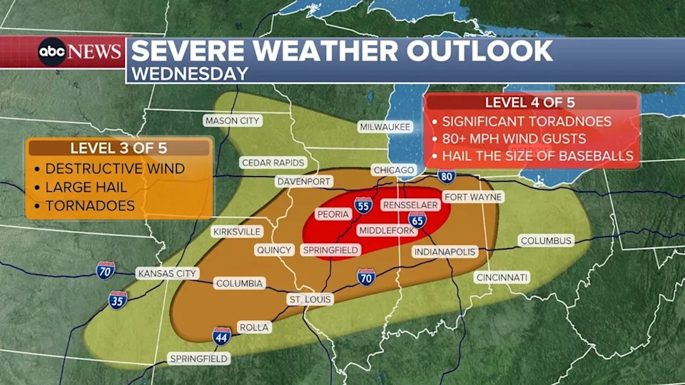 ABC News - PHOTO: An ABC News graphic shows the forecast on Tuesday, June 16, 2026.