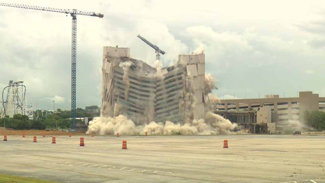 Demolition crews bring down Arlington's old Sheraton Hotel with dynamite