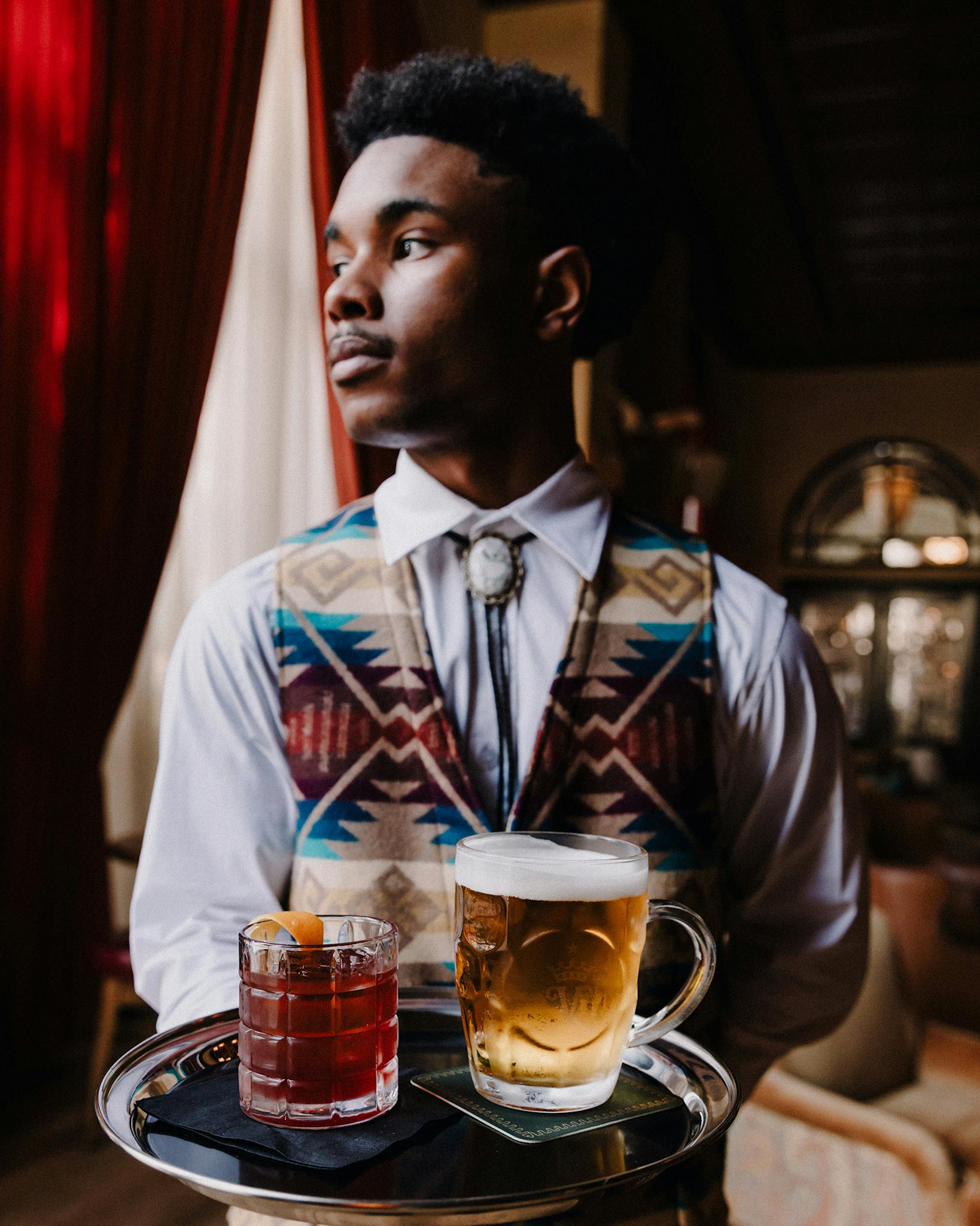 The Victorian is one-part Old West saloon, one-part English pub, and one-part historic hotel bar, serving cocktails like an Old Tom negroni and Brazos martini, beers on draft, and wine.