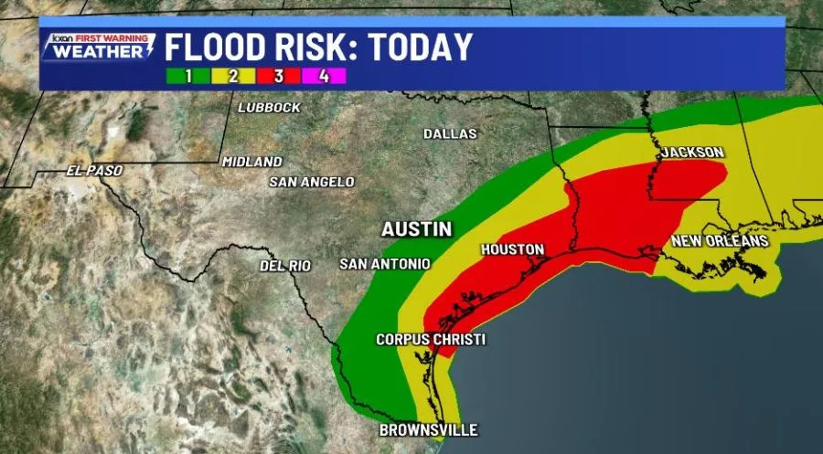 Significant flood risk for south and coastal Texas