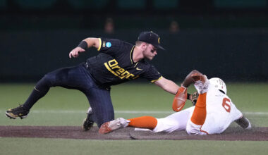Oregon battles Texas in Super Regional with season on the line; live updates
