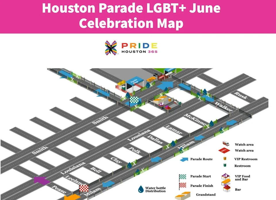 Houston Pride Parade map. (Pride Houston 365)