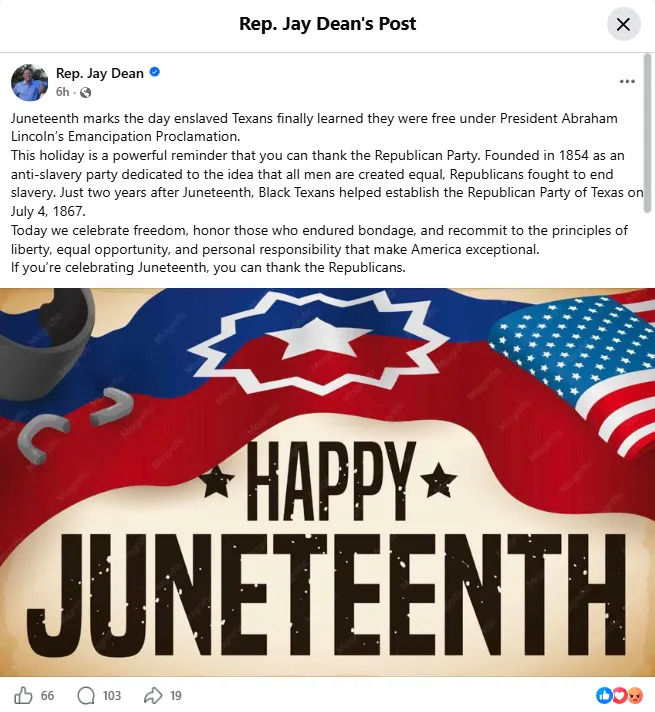 (Image courtesy of Rep. Jay Dean-Facebook page)