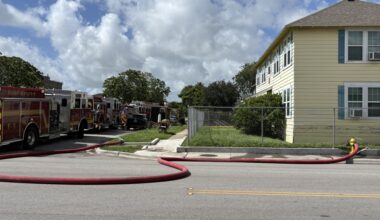 Firefighters extinguish building fire near 10th Street and Morgan Avenue in Corpus Christi