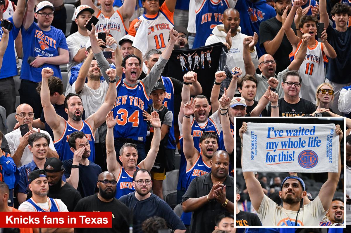 Ecstatic Knicks fans celebrate breaking championship drought at San Antonio Spurs' Frost Bank Center
