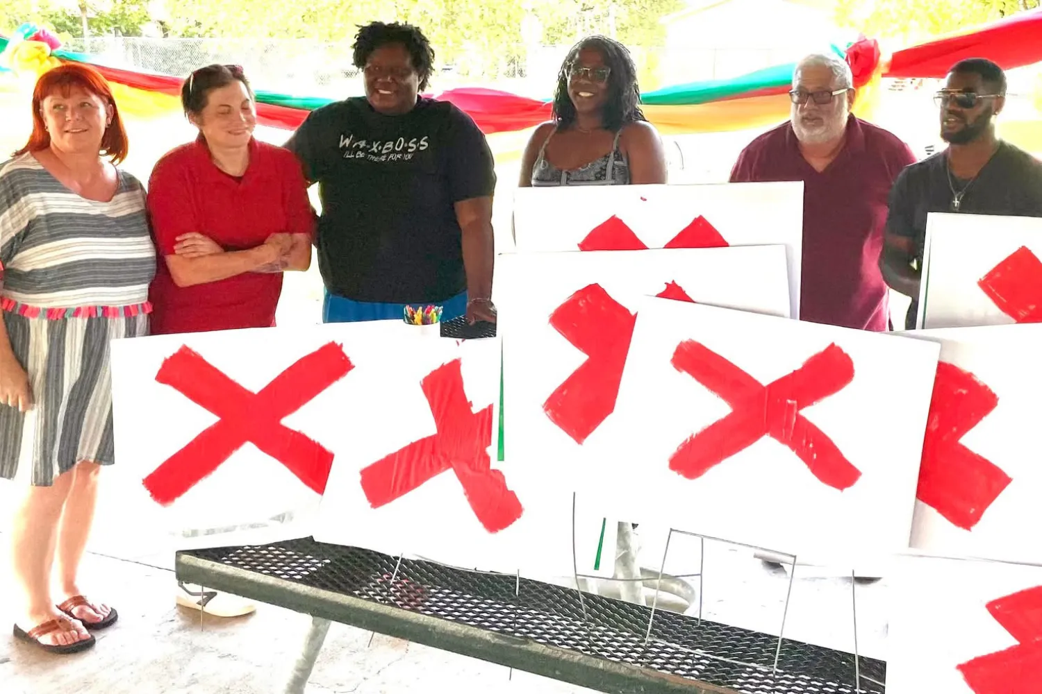 Members of the community protest against the data center in Taylor, Texas.