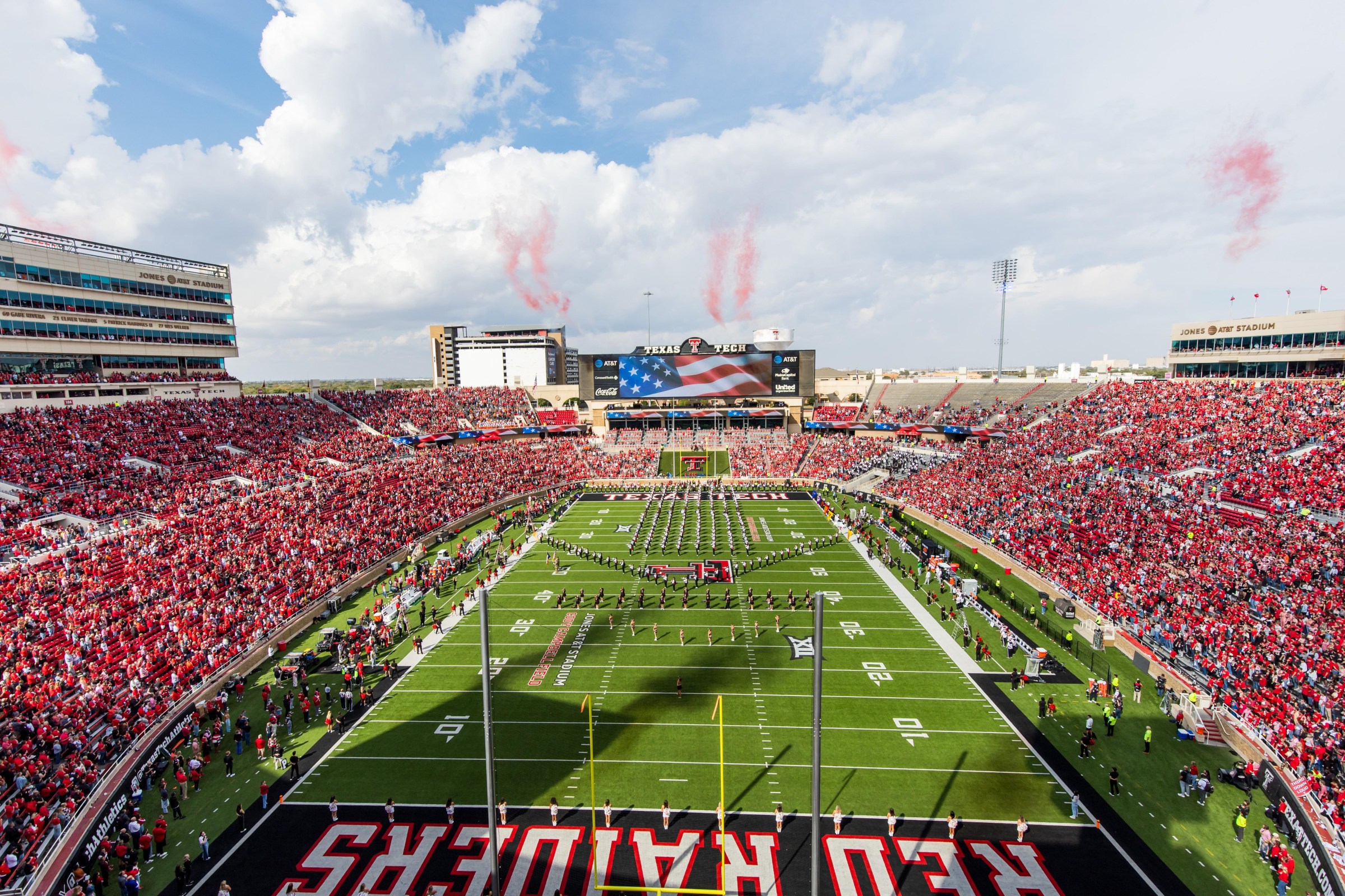 LUBBOCK, TEXAS - OCTOBER 25: A general view of Jones AT&T Stadium before the game between the Texas Tech Red Raiders and the Oklahoma State Cowboys at Jones AT&T Stadium on October 25, 2025 in Lubbock, Texas. (Photo by John E. Moore III/Getty Images)