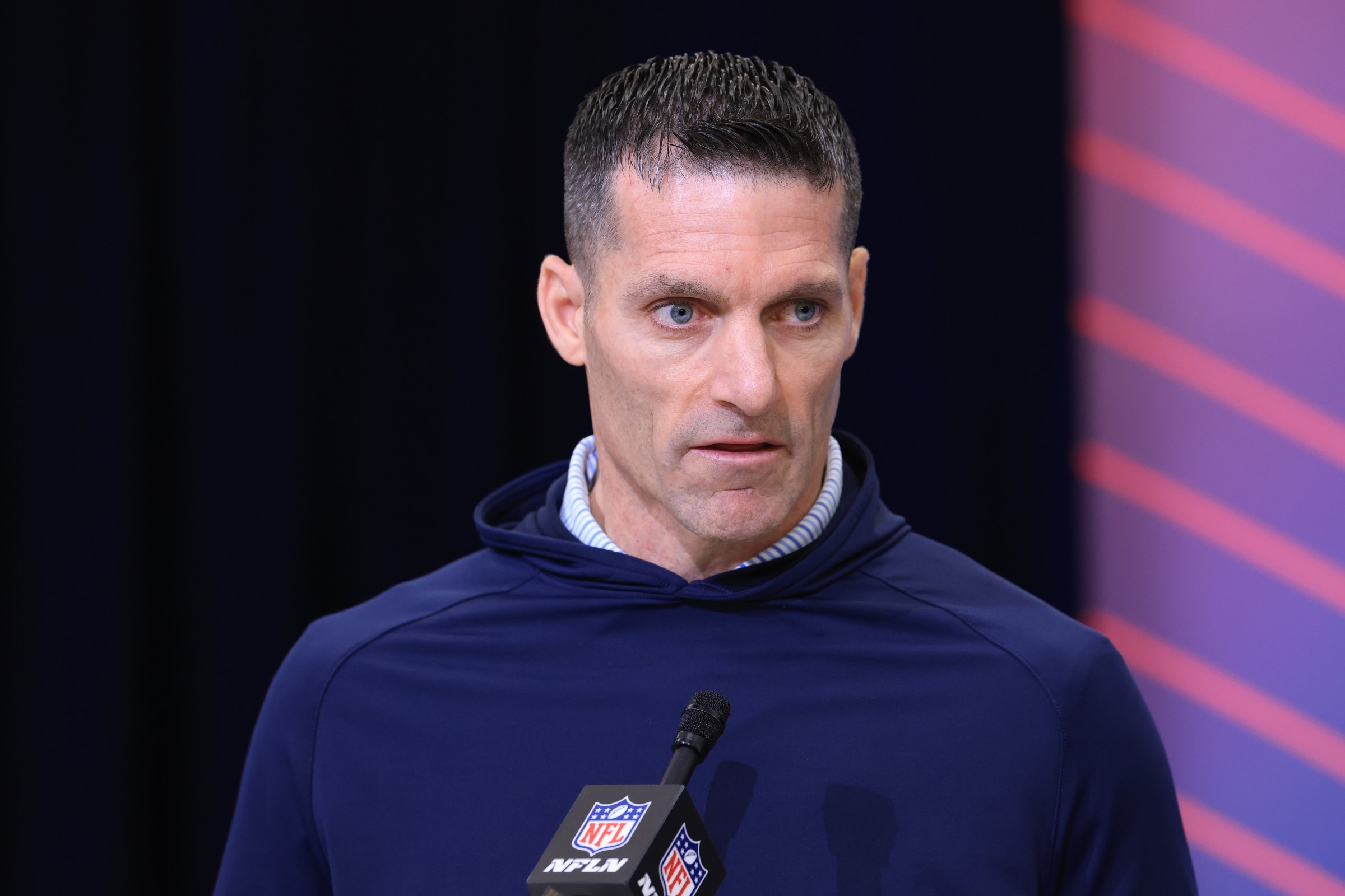 INDIANAPOLIS, INDIANA - FEBRUARY 24: General manager Nick Caserio of the Houston Texans speaks to the media during the 2026 NFL Scouting Combine at Lucas Oil Stadium on February 24, 2026 in Indianapolis, Indiana. (Photo by Justin Casterline/Getty Images)