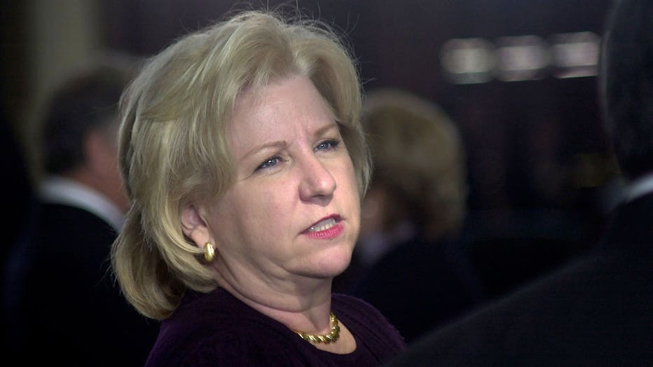View of Texas State Senator Jane Nelson, during the 80th Texas Legislature, on the floor of the Senate at the Texas State Capitol, Austin, Texas, January 22, 2007.