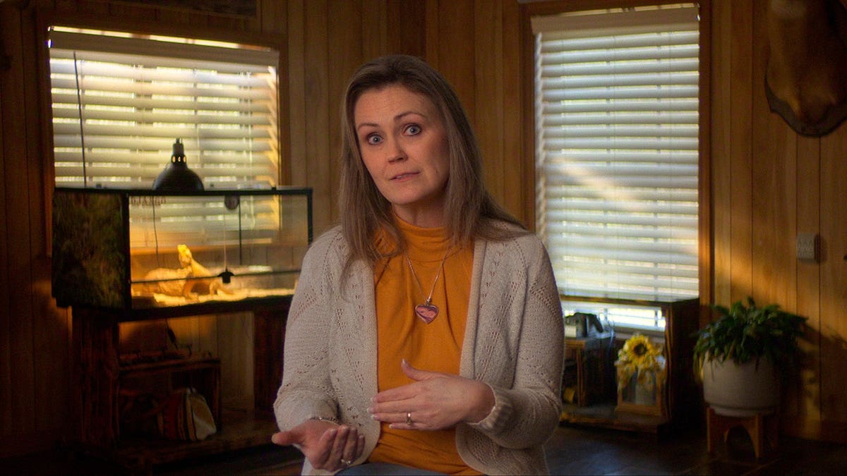 Jessica Brookes standing in a scene from Maternal Instinct.