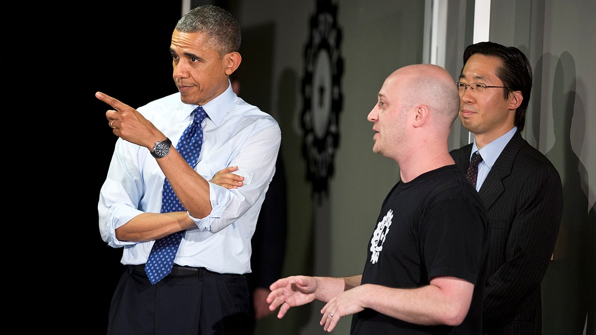 Former President Barack Obama and Joshua Baer