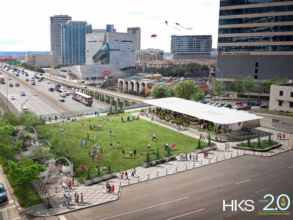 Klyde Warren Park expansion rendering of The Jacobs Lawn