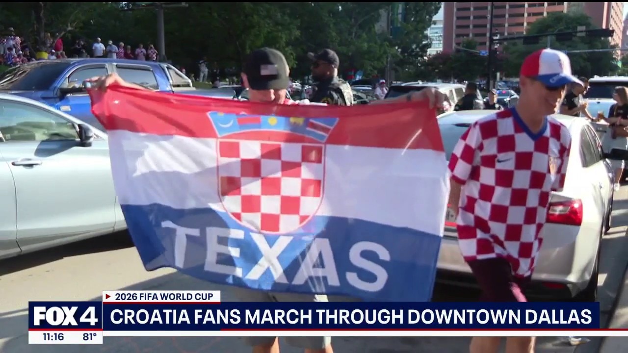 Croatia fans march through Downtown Dallas in parade