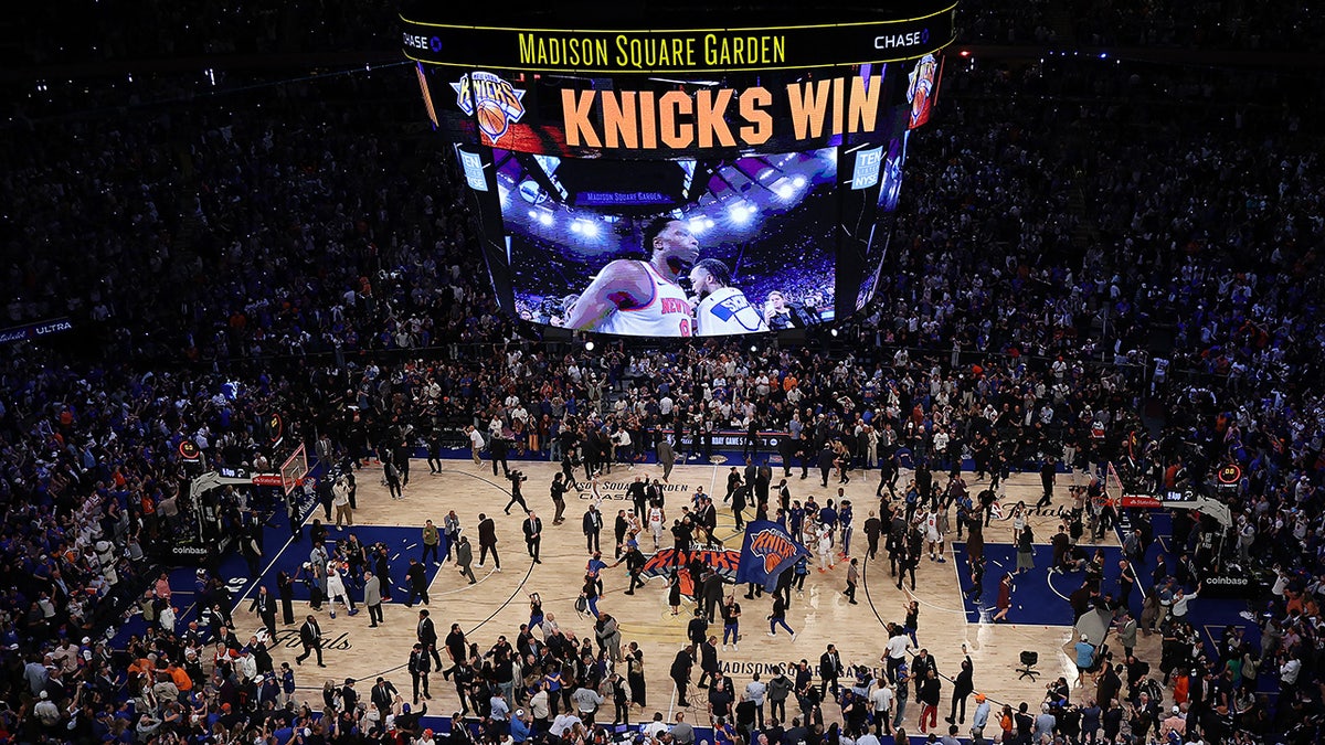 A general view inside Madison Square Garden as New York Knicks celebrate victory