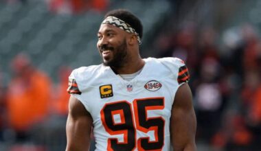 Myles Garrett is traded from Browns to Los Angeles Rams.