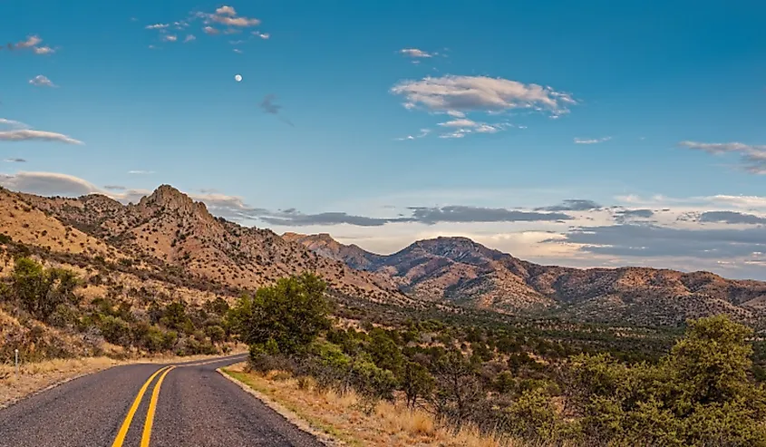 Panorama of Davis Mountains Scenic Loop near Sawtooth Mountain, Fort Davis Far West Texas