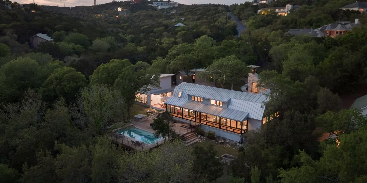 With Shiplap, Stone Walls and a Metal Roof, This 1980s Austin Compound Gives Modern Farmhouse Vibes