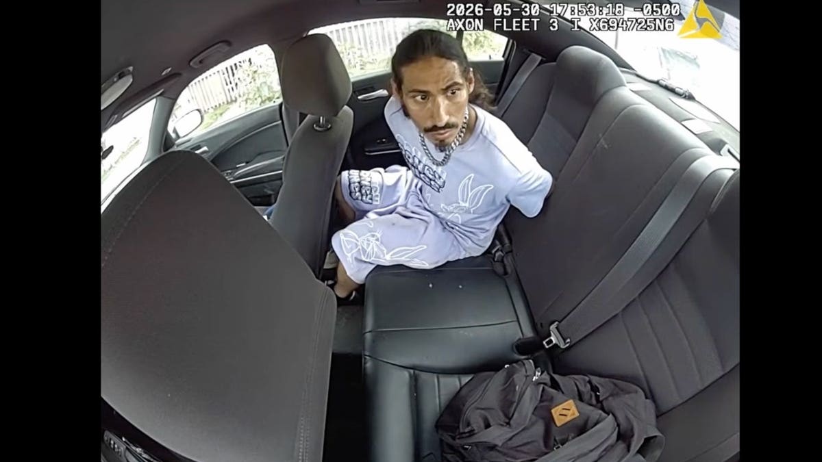 Dallas police said Stacey Huffman slipped out of his handcuffs while seated in the back of a patrol car following a traffic stop.