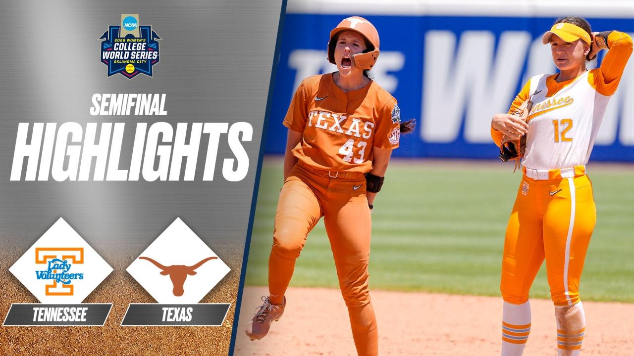 Texas vs. Tennessee: 2026 Women's College World Series semifinal opener | Extended highlights