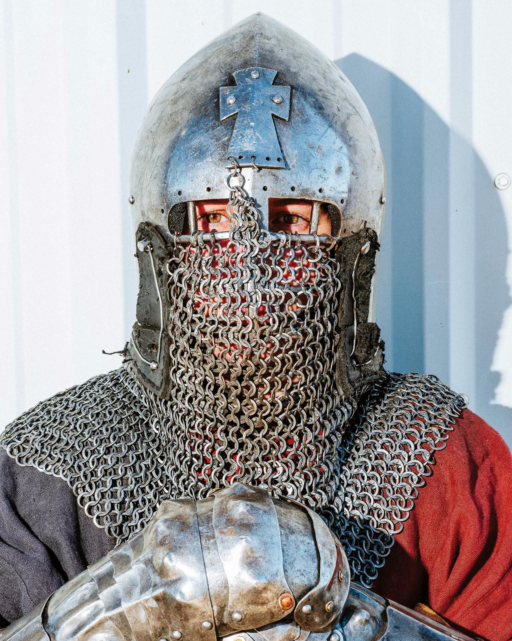 chain mail and gauntlets