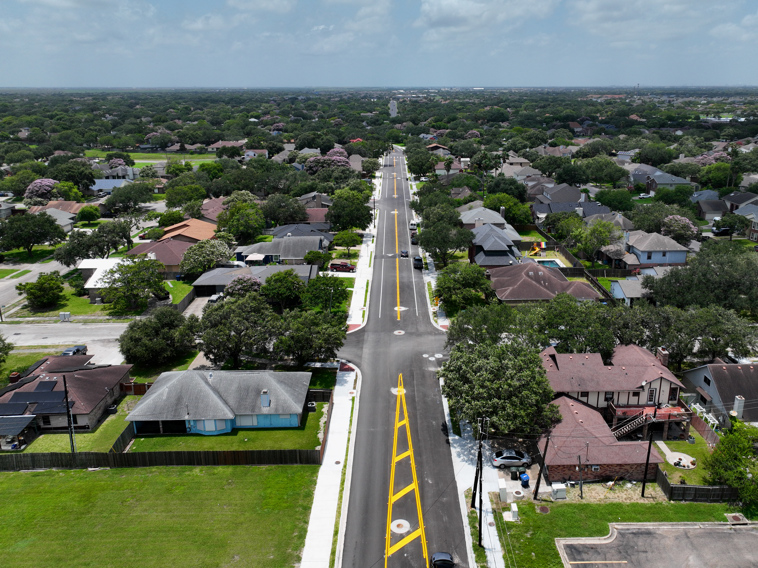 A photo showing completed Timbergate Drive.