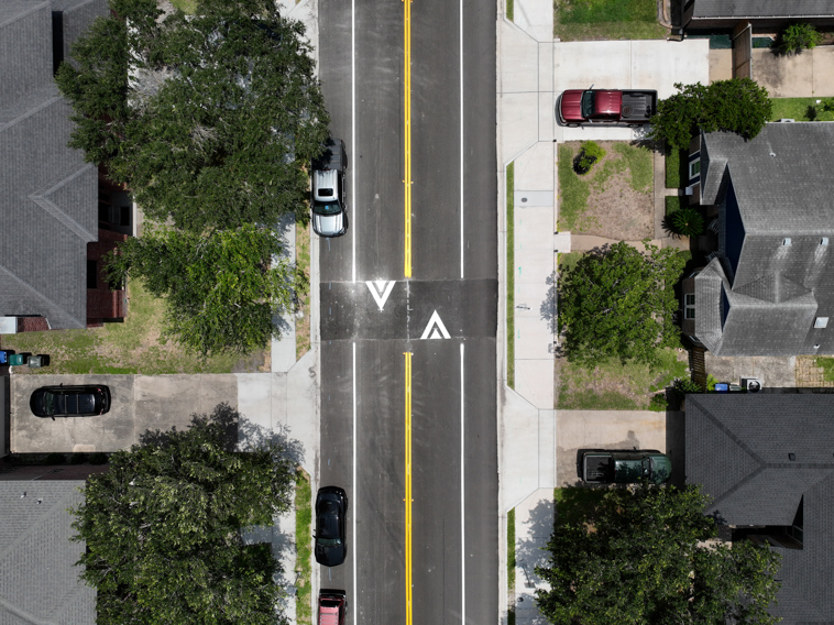 Photo showing completed Timbergate Drive.