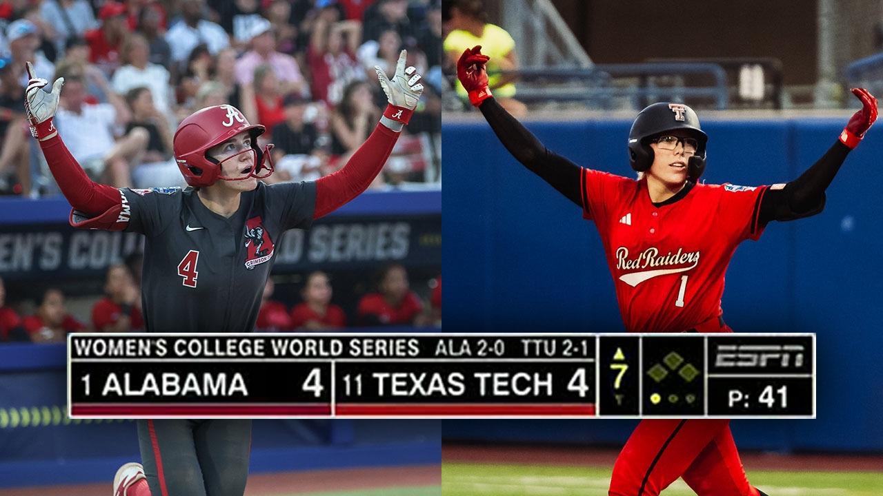 WALK-OFF FINISH: Full 7th inning from Texas Tech-Alabama WCWS semifinal