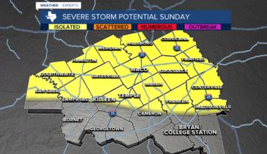 Strong thunderstorms return to Central Texas Sunday afternoon