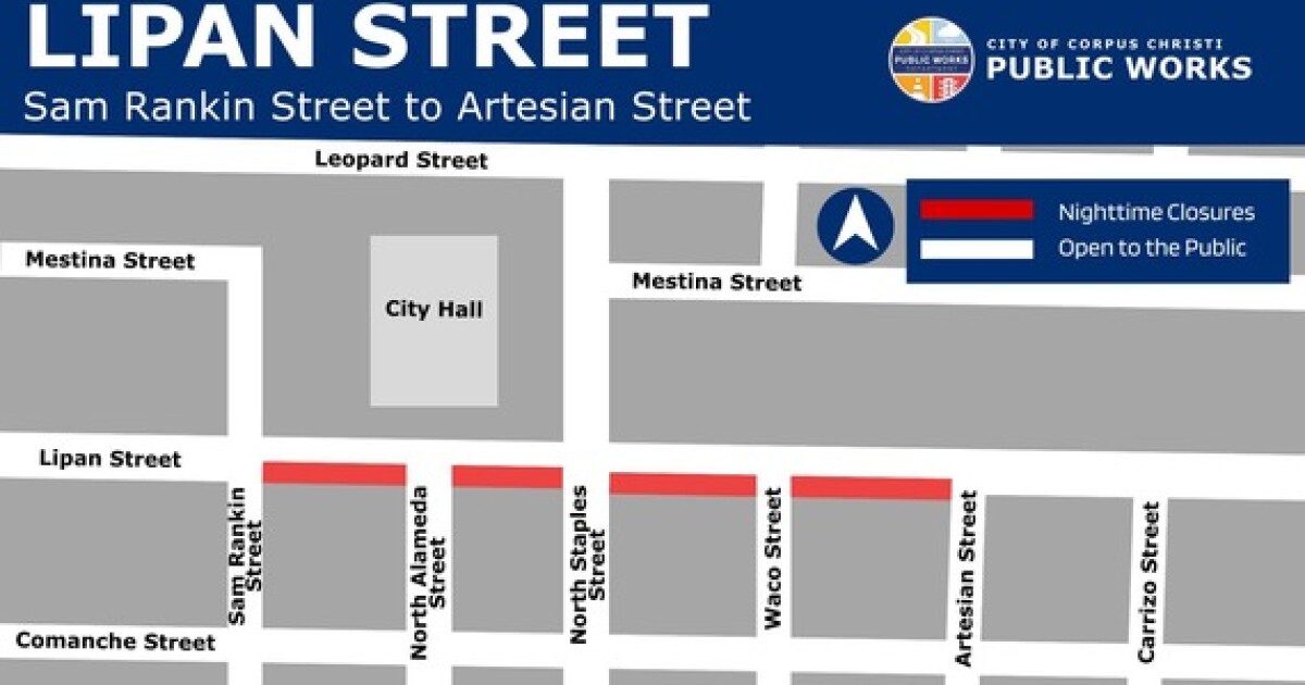 Lipan Street maintenance near City Hall starts Wednesday