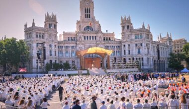 1 million people flood Madrid streets to see the pope's flower-carpeted procession : NPR
