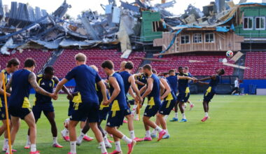 Demolition greets Sweden at its World Cup base camp during FC Dallas renovation project