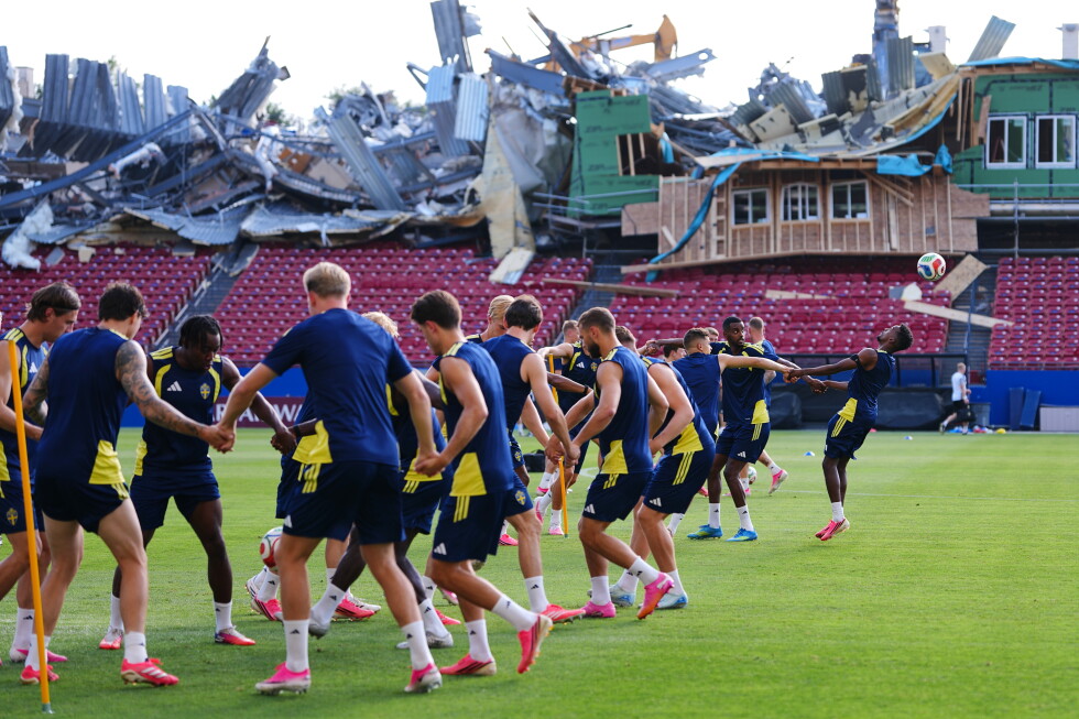 Demolition greets Sweden at its World Cup base camp during FC Dallas renovation project