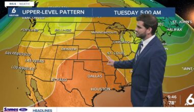Monday brings partly cloudy skies and high humidity, with rain chances rising