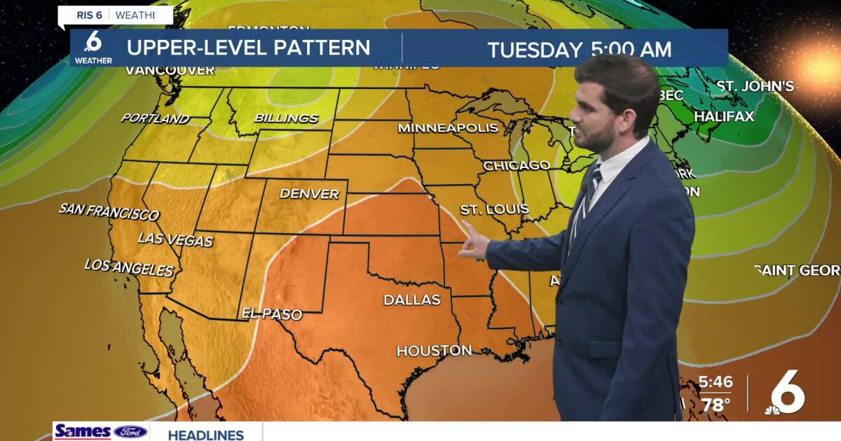 Monday brings partly cloudy skies and high humidity, with rain chances rising