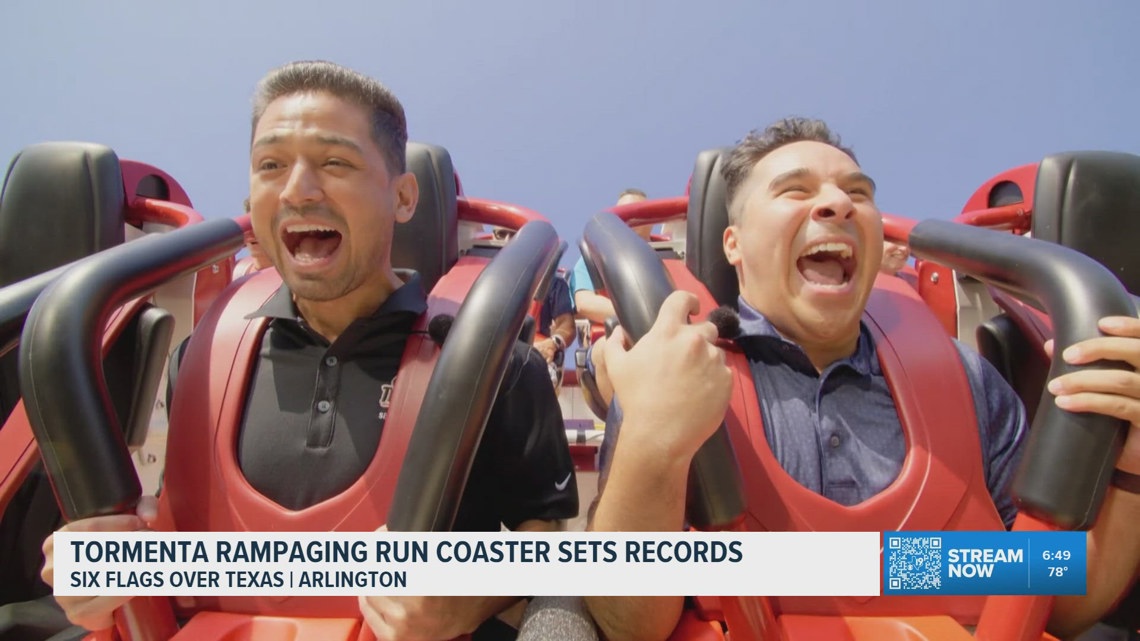 Six Flags over Texas debuts record-breaking 'Tormenta Rampaging Run' roller coaster