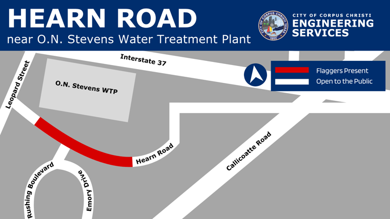 Map showing closure on Hearn Road.