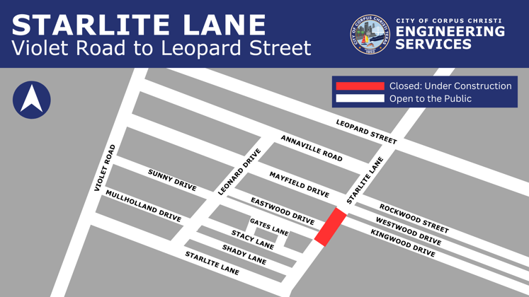 Map showing closure on Starlite Lane.