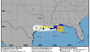 Bertha beginning to slowly decline with very modest impacts to Louisiana and Texas expected – The Eyewall