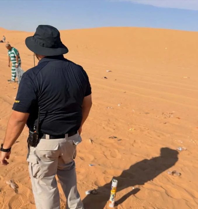 El Paso County Sheriff staff and jail inmates cleaning up Red Sands after Fourth of July celebrations on Monday, July 5. Photo courtesy of the El Paso County Sheriff’s Office.